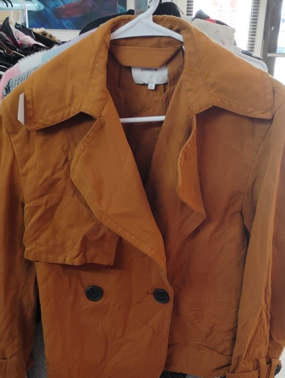 Vince Women's Caramel Trench Coat in Warm Brown